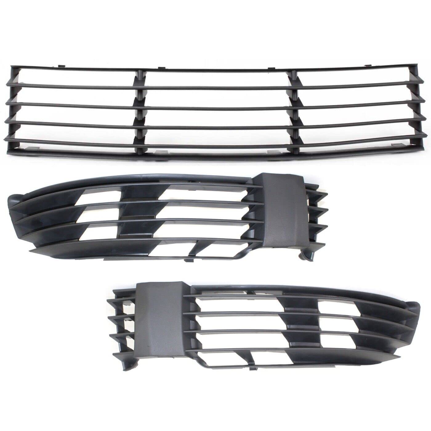DAT AUTO PARTS Front Right Passenger / Left Driver Fog Trim & Center Grille Set Of 3 Replacement For 2001-2005 Volkswagen Passat VW1036105 VW103810...