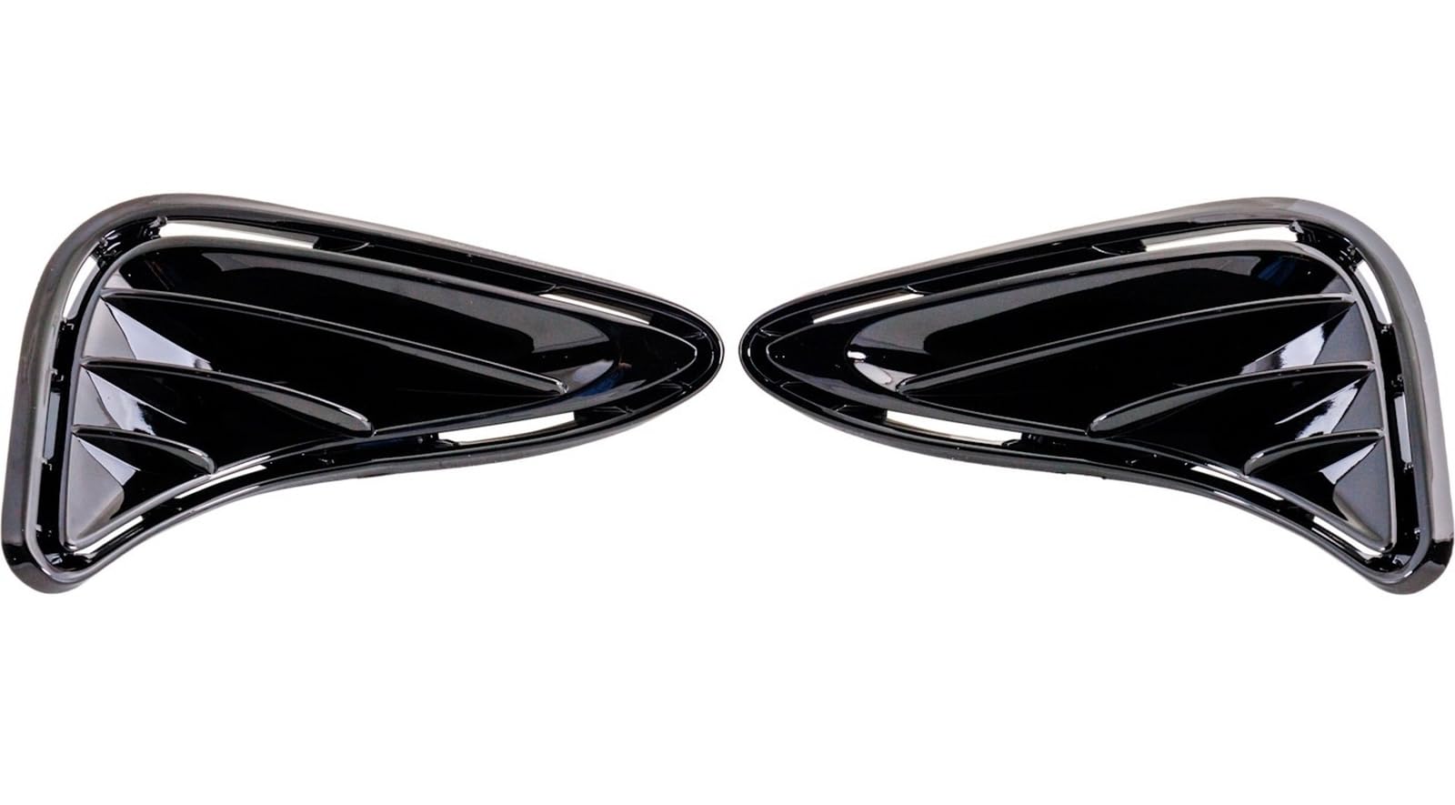 Front Driver & Passenger Side, SET OF 2, Bumper Daytime Running Cover Support Bezel, Fits 2017-2019 Toyota Corolla Sedan, Made of Plastic, Gloss Bl...