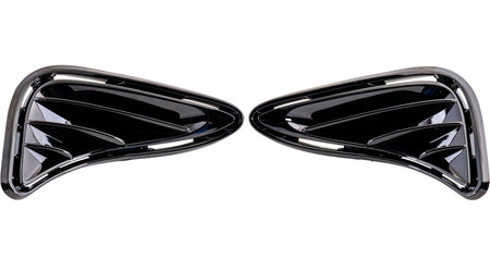 Front Driver & Passenger Side, SET OF 2, Bumper Daytime Running Cover Support Bezel, Fits 2017-2019 Toyota Corolla Sedan, Made of Plastic, Gloss Bl...