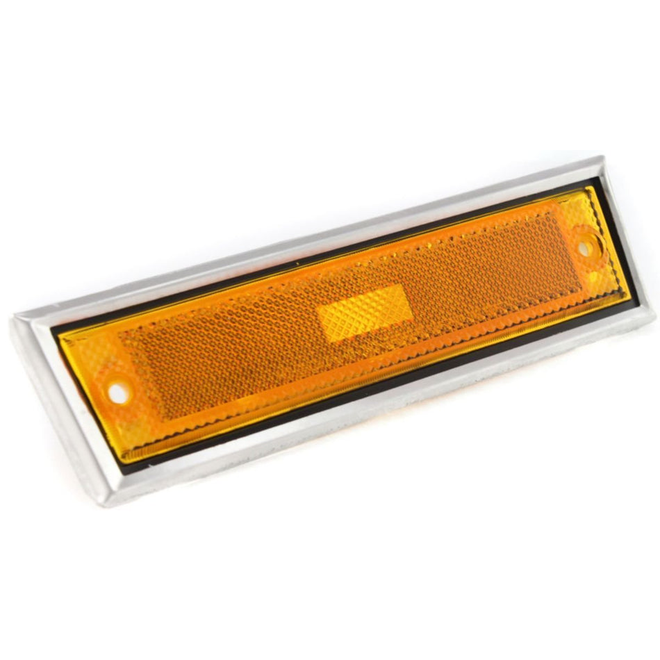 DAT AUTO PARTS Front Right Passenger Side Marker Light Assembly Corner Lamp Parking Chrome Trim Replacement for 1981-1991 GMC Suburban Amber Lens G...