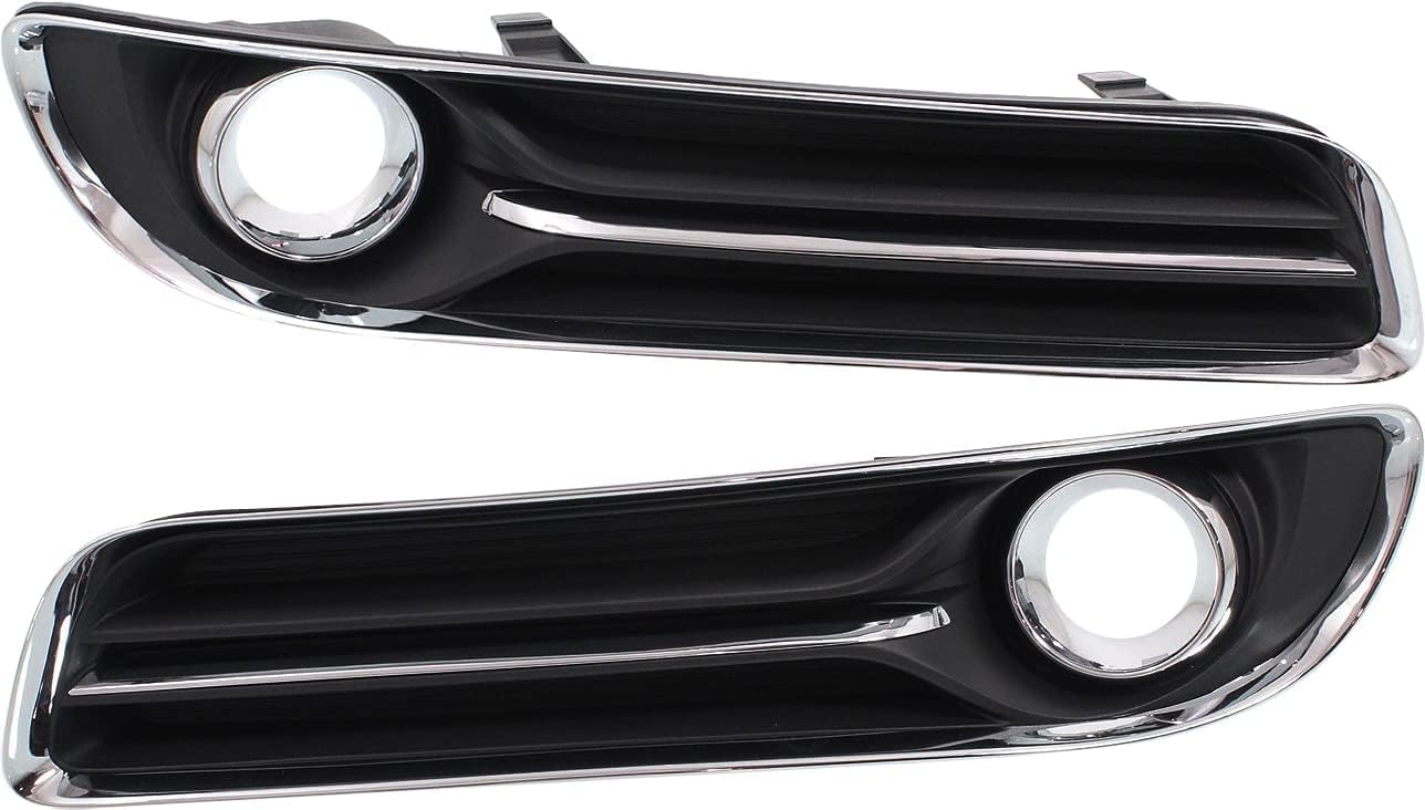 Front Left Driver & Right Passenger Pair Fog Light Cover Bezel Set Replacement For 2011-2014 Chrysler 300 without Adaptive Cruise Black Textured Pl...