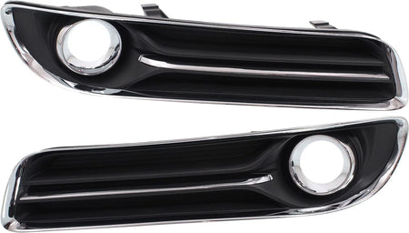 Front Left Driver & Right Passenger Pair Fog Light Cover Bezel Set Replacement For 2011-2014 Chrysler 300 without Adaptive Cruise Black Textured Pl...