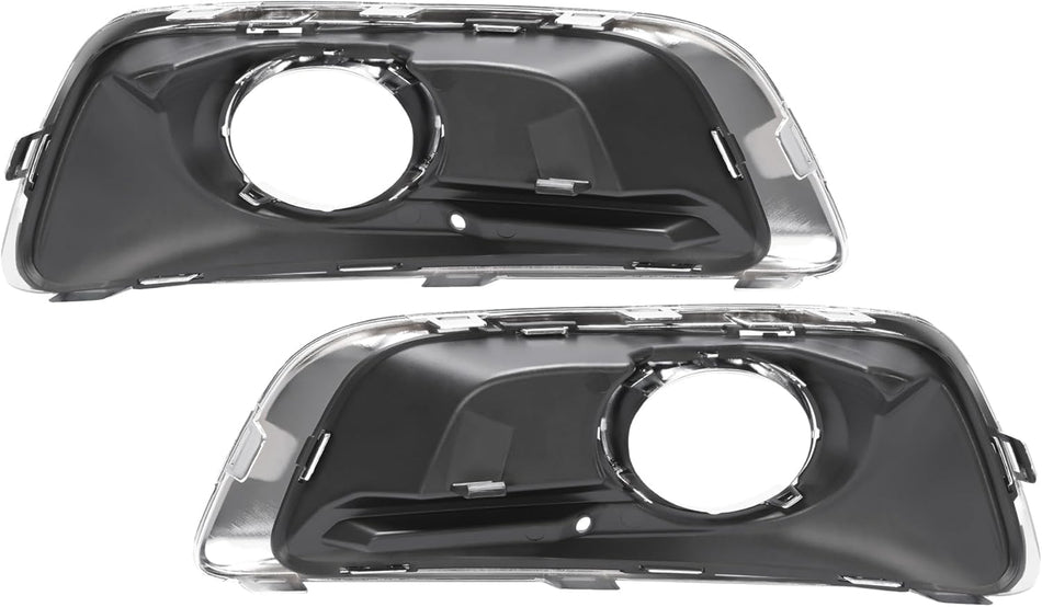 Front Left Driver and Right Passenger Set Of 2 Bumper Fog Light Hole Bezel Lamp Cover Trim Pair Replacement for 2013-2016 Chevrolet Malibu Black Te...