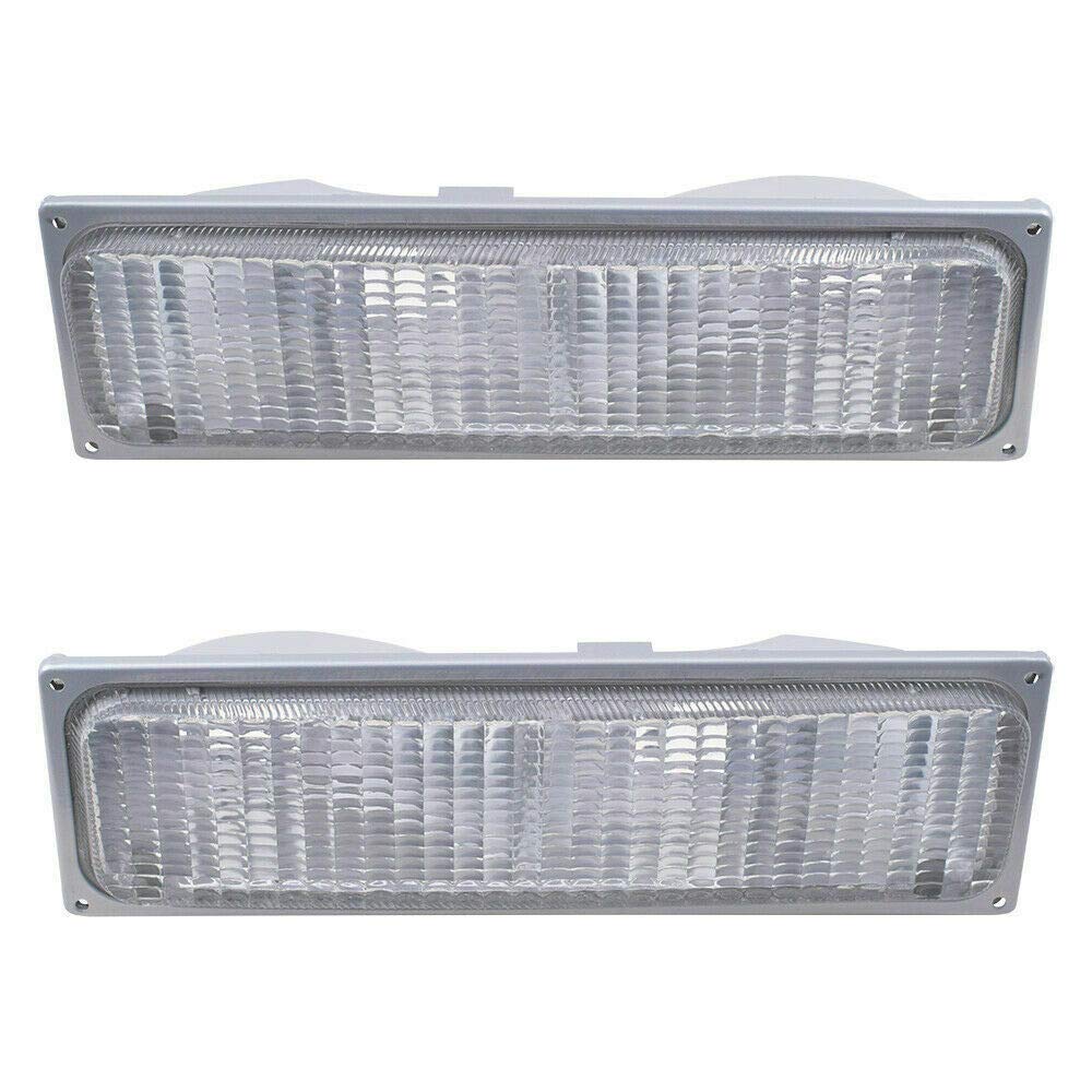 DAT AUTO PARTS Front Left Driver & Right Passenger Side Turn Signal Lamp Housing Set of 2 Replacement for 1990-1993 GMC C/K Full Size Pickup Clear ...