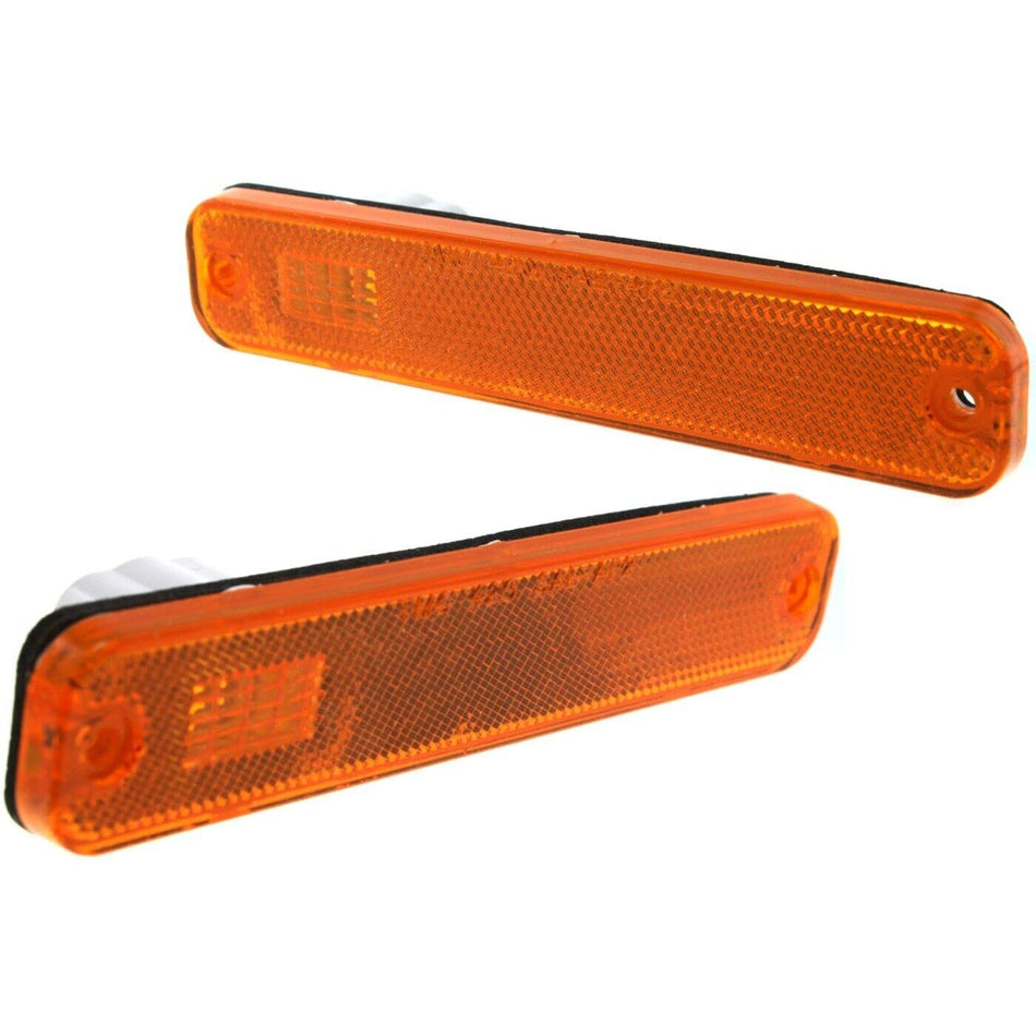 Front Right Passenger & Left Driver Side Pair Light Signal Marker Lamp Reflector Replacement Set of 2 For 1975-1991 Ford Econoline Van Orange Lens ...