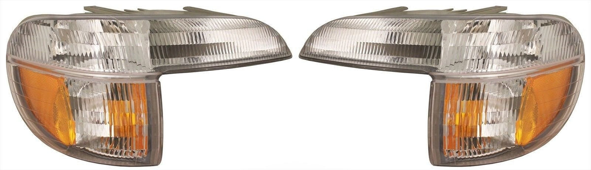 DAT AUTO PARTS Front Right Passenger & Left Driver Side Parking Light Assembly Pair Replacement For 1995 - 2001 Ford Explorer Amber & Clear Lens FO...