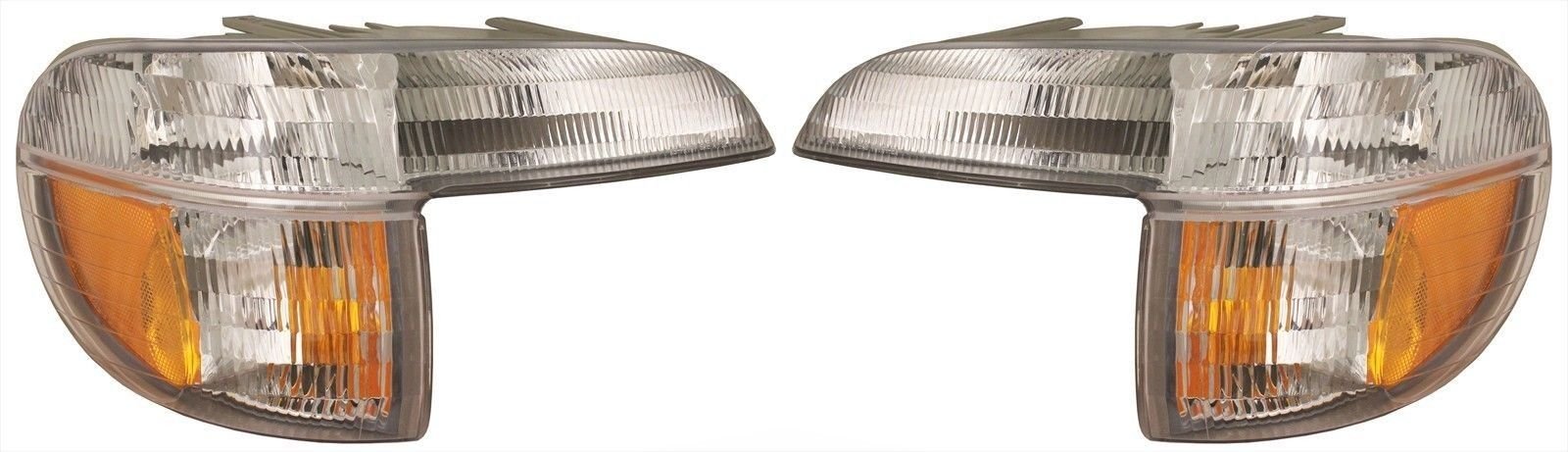 DAT AUTO PARTS Front Right Passenger & Left Driver Side Parking Light Assembly Pair Replacement For 1995 - 2001 Ford Explorer Amber & Clear Lens FO...