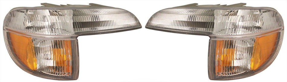 DAT AUTO PARTS Front Right Passenger & Left Driver Side Parking Light Assembly Pair Replacement For 1995 - 2001 Ford Explorer Amber & Clear Lens FO...