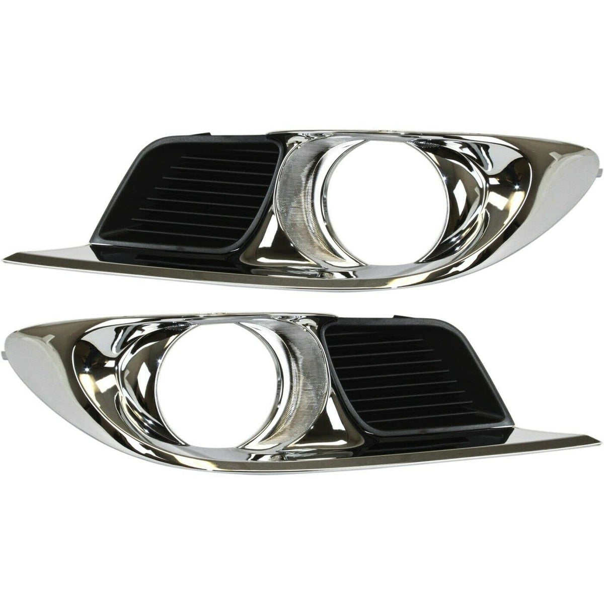 DAT AUTO PARTS Front Right Passenger & Left Driver Side Bumper Fog Light Bezel Set Replacement for 2011-2012 Toyota Avalon Chrome & Black Textured ...