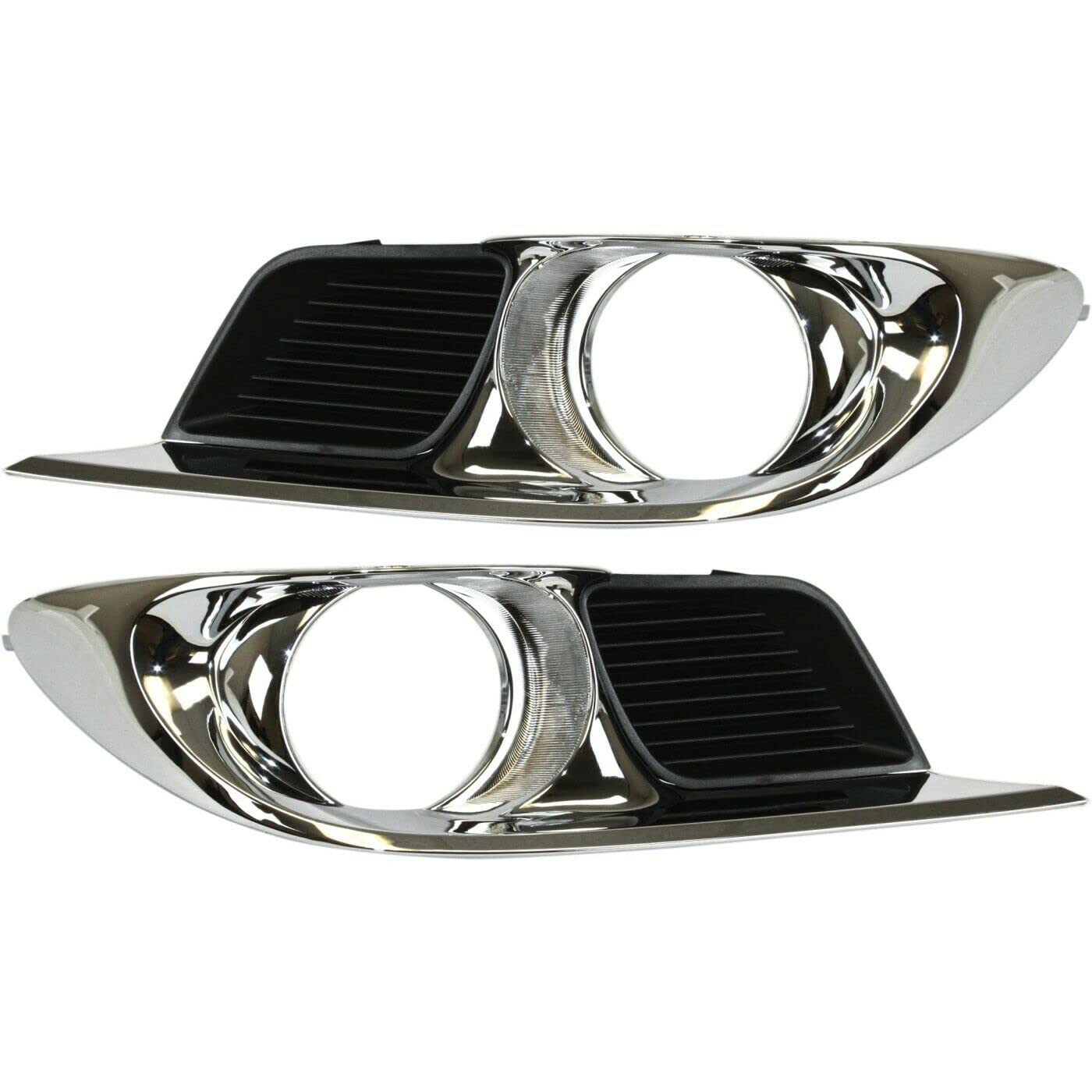 DAT AUTO PARTS Front Right Passenger & Left Driver Side Bumper Fog Light Bezel Set Replacement for 2011-2012 Toyota Avalon Chrome & Black Textured ...