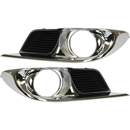 DAT AUTO PARTS Front Right Passenger & Left Driver Side Bumper Fog Light Bezel Set Replacement for 2011-2012 Toyota Avalon Chrome & Black Textured ...