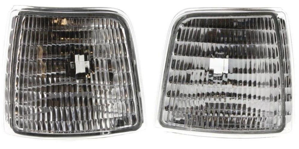 Front Left Driver & Right Passenger Side Marker Light Set Pair Replacement For 1992-1997 Ford F150 F250 F350 and 92-97 Ford Bronco Clear White Lens...