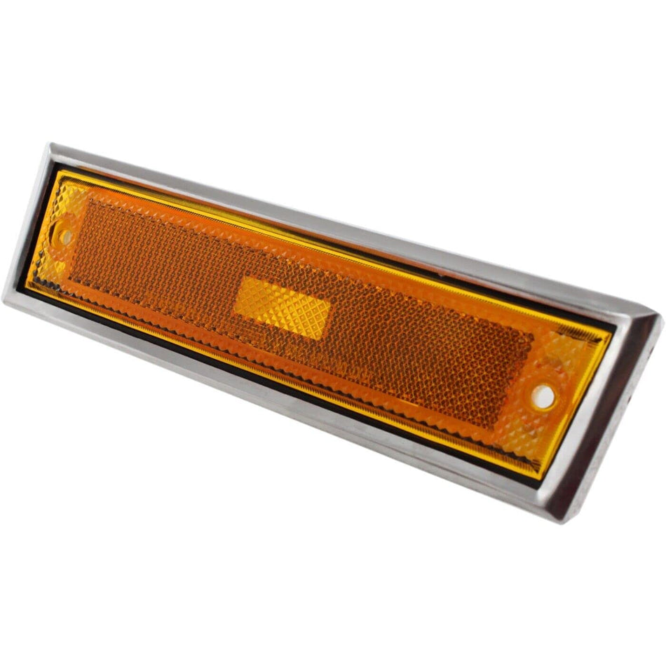 DAT AUTO PARTS Front Left Driver Side Bumper Cover Side Marker Light Reflector Lamp Replacement For 1981-1991 Chevrolet Blazer Orange Lens W/Chrome...