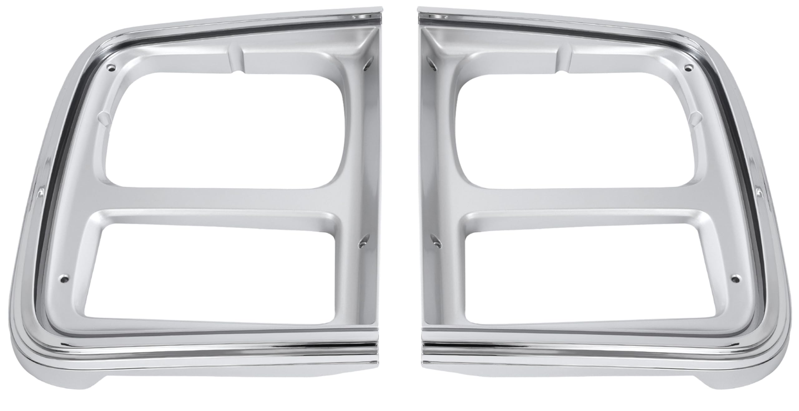 Front Driver & Passenger Side PAIR HeadLight Door Bezel Grille, For 1985-1991 Chevy P30, GMC Van Fullsize, With Dual Rectangular Head Light Chrome/...