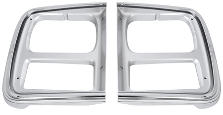 Front Driver & Passenger Side PAIR HeadLight Door Bezel Grille, For 1985-1991 Chevy P30, GMC Van Fullsize, With Dual Rectangular Head Light Chrome/...