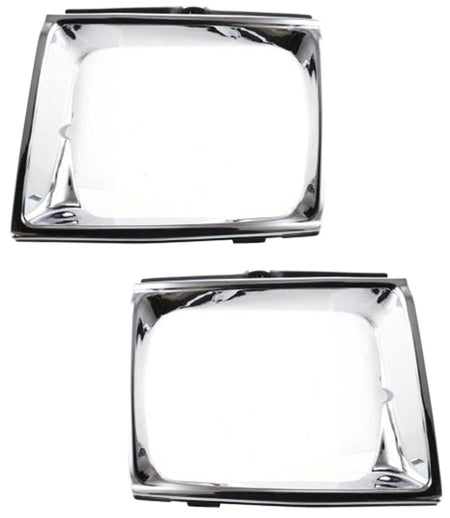 DAT AUTO PARTS Front Driver & Passenger Side SET OF 2, HeadLight Door Bezel Grille Insert Trim, For 1989-1991 Toyota Pickup 4WD, Chrome Plastic Fin...