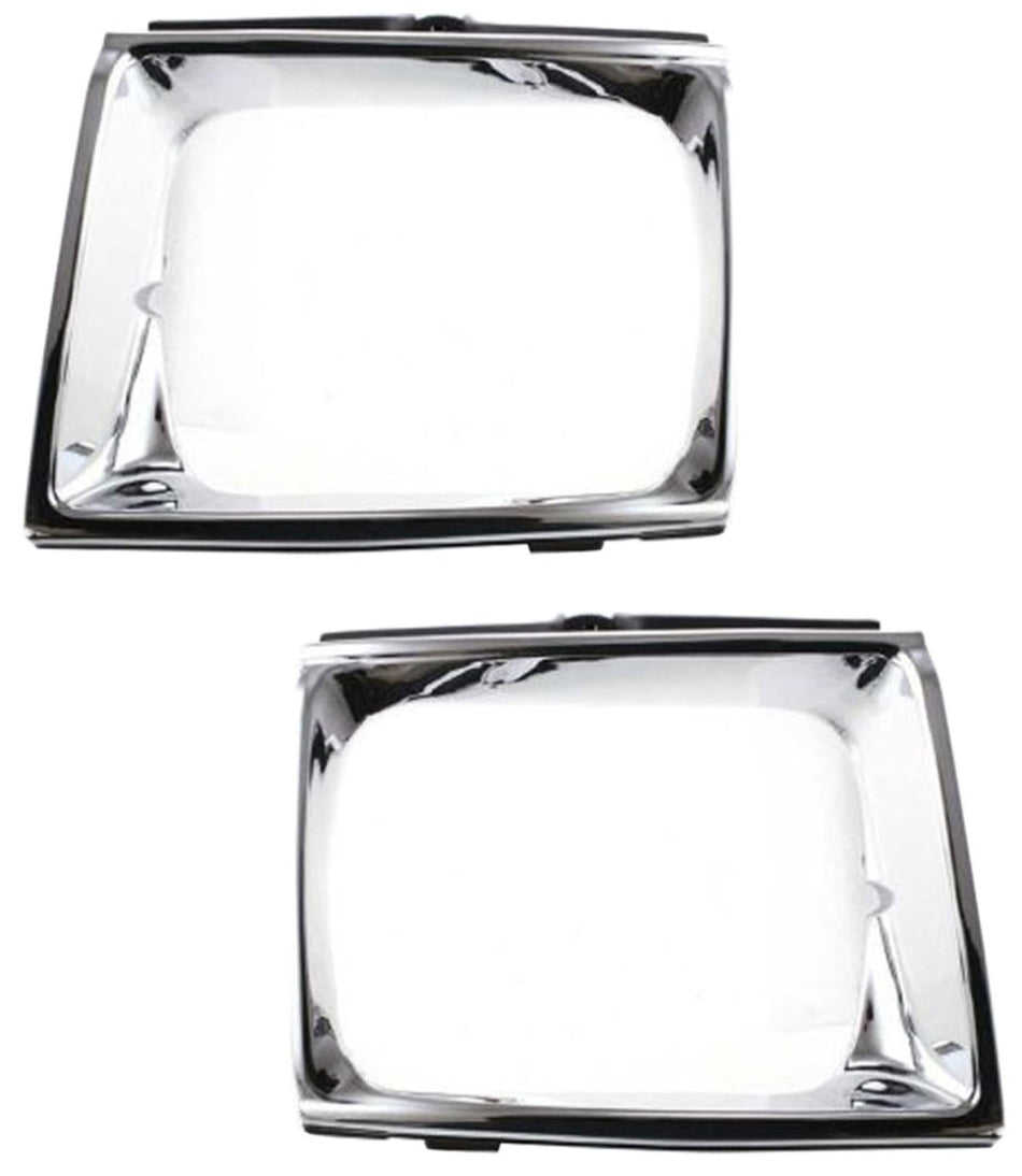 DAT AUTO PARTS Front Driver & Passenger Side SET OF 2, HeadLight Door Bezel Grille Insert Trim, For 1989-1991 Toyota Pickup 4WD, Chrome Plastic Fin...