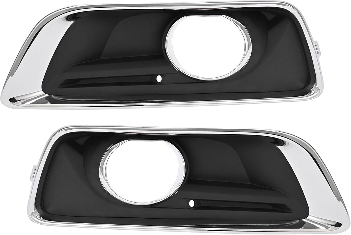 Front Left Driver and Right Passenger Set Of 2 Bumper Fog Light Hole Bezel Lamp Cover Trim Pair Replacement for 2013-2016 Chevrolet Malibu Black Te...