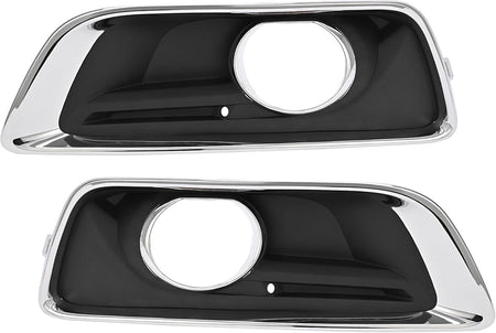 Front Left Driver and Right Passenger Set Of 2 Bumper Fog Light Hole Bezel Lamp Cover Trim Pair Replacement for 2013-2016 Chevrolet Malibu Black Te...