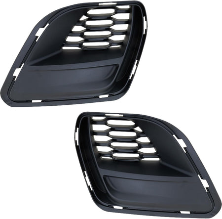 Front Left Driver & Right Passenger Side Fog Light Bumper Cover Grille Trim Pair Replacement For 2020-2023 Dodge Charger Widebody Matte Black Textu...