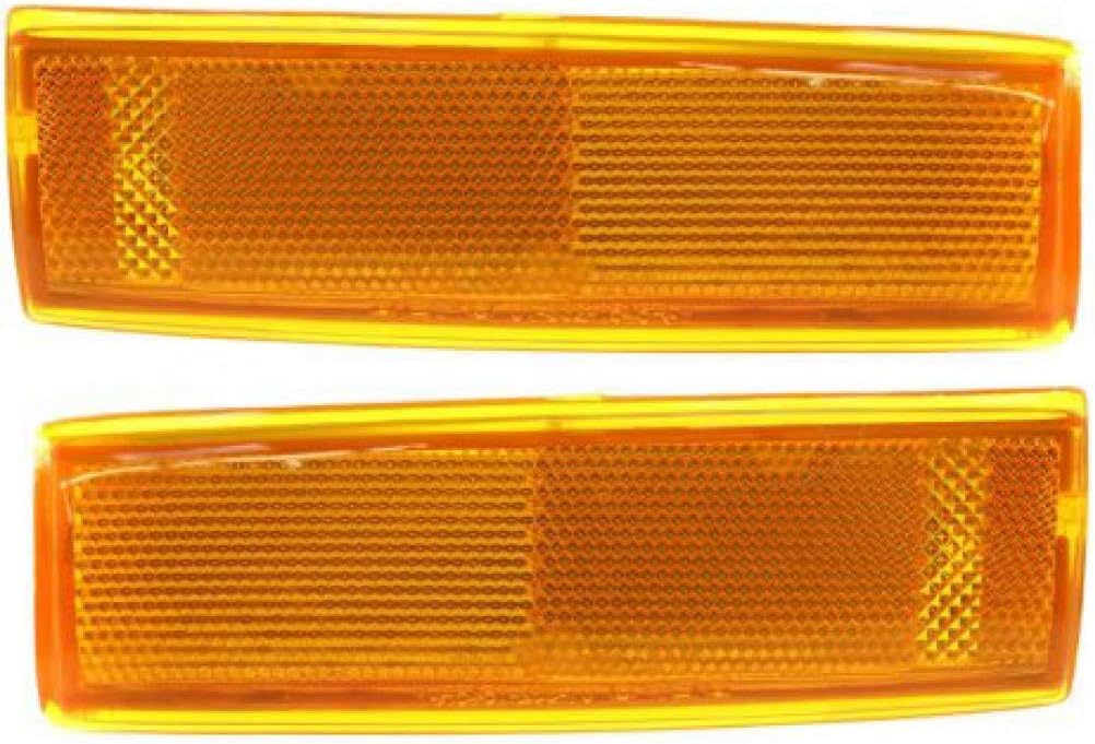Front Driver and Passenger Set Of 2 Side Marker Light Lamp Reflector Assembly Replacement Pair For 1983-1993 GMC Jimmy Sonoma Truck Chevrolet Blaze...