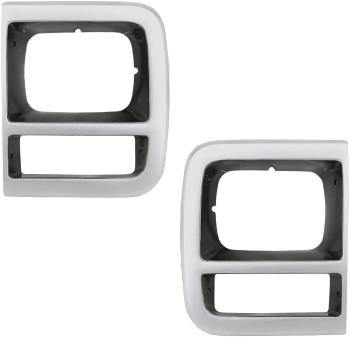 Front Driver & Passenger Side PAIR, HeadLight Door Bezel Grille, For 1992-1996 Chevrolet G10, GMC Van Fullsize, With Single Head Lights, Silver Pla...