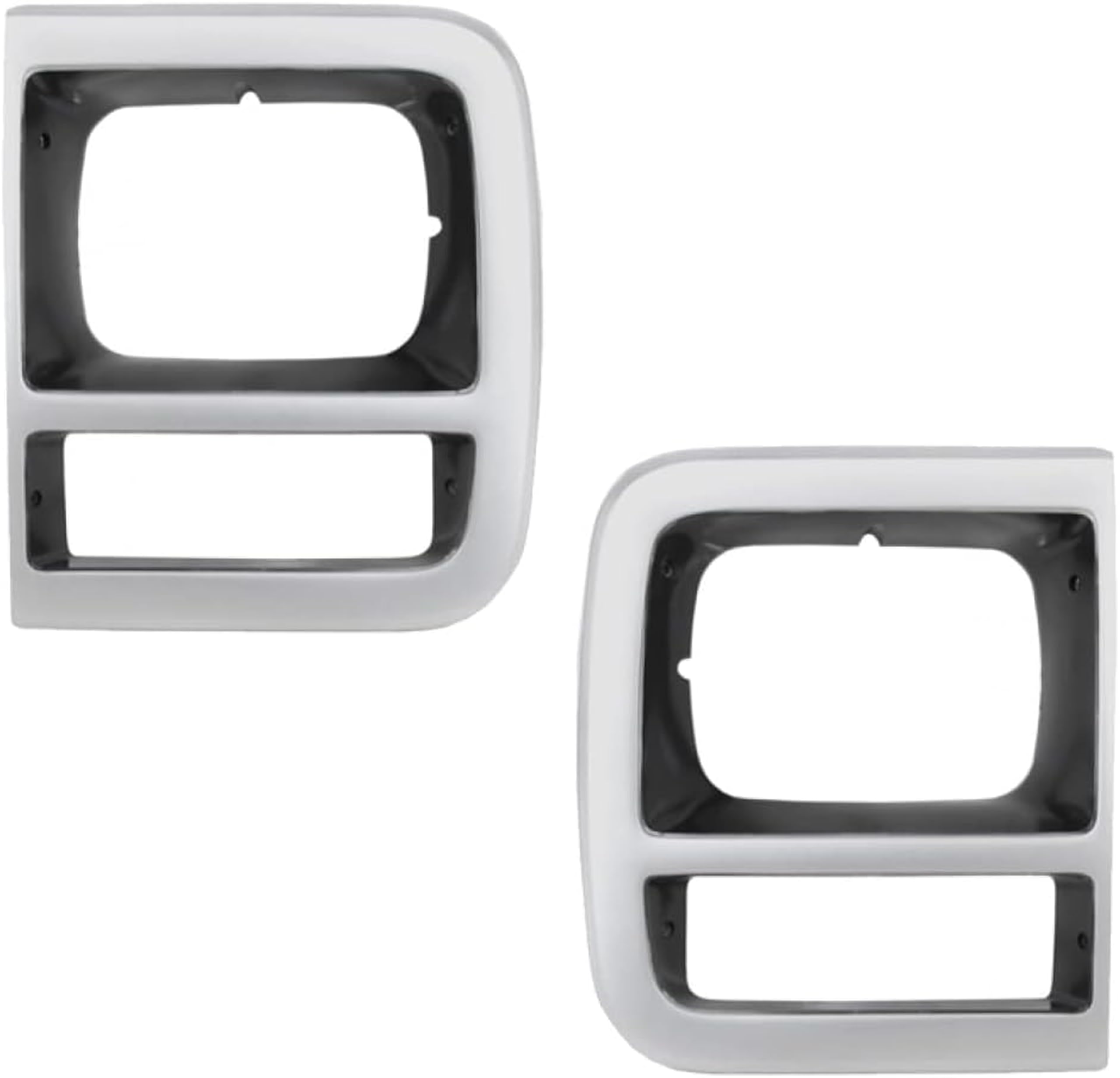 Front Driver & Passenger Side PAIR, HeadLight Door Bezel Grille, For 1992-1996 Chevrolet G10, GMC Van Fullsize, With Single Head Lights, Silver Pla...