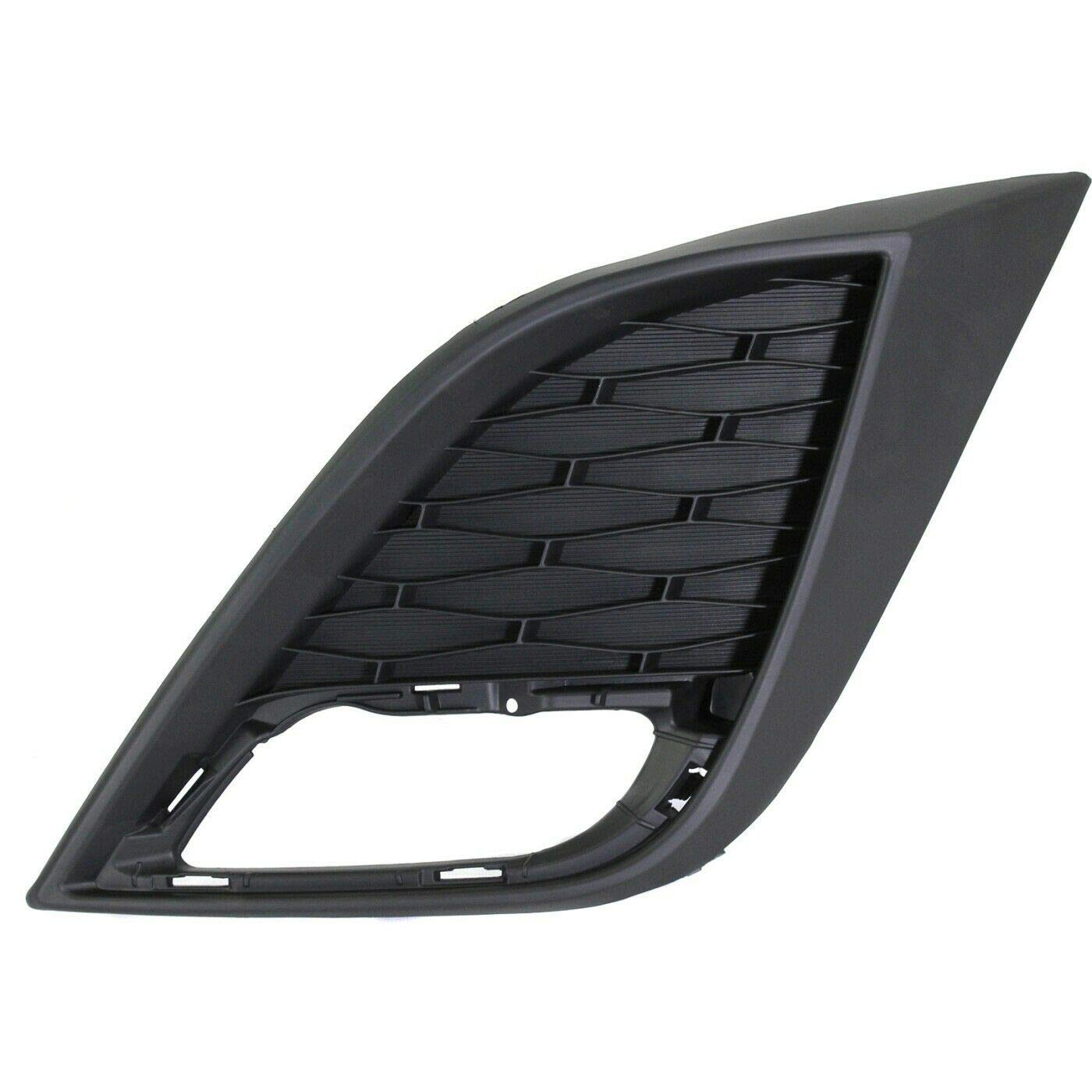 Front Left Driver Side Bumper Fog Light Cover Trim Bezel Lamp Hole Insert Replacement For 2010 2011 Mazda 3 Flush Mount w/o 2 Overlap to Notched Ea...