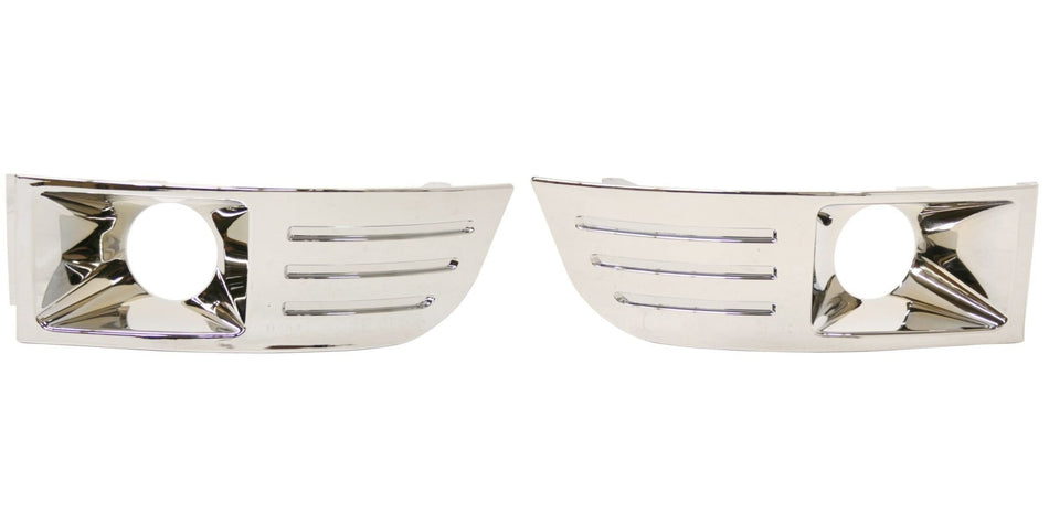 DAT AUTO PARTS Front Left Driver & Right Passenger Set of 2 Fog Light Bezel Cover Trim Molding Insert Replacement For 2009-2012 Ford Flex Silver Ch...