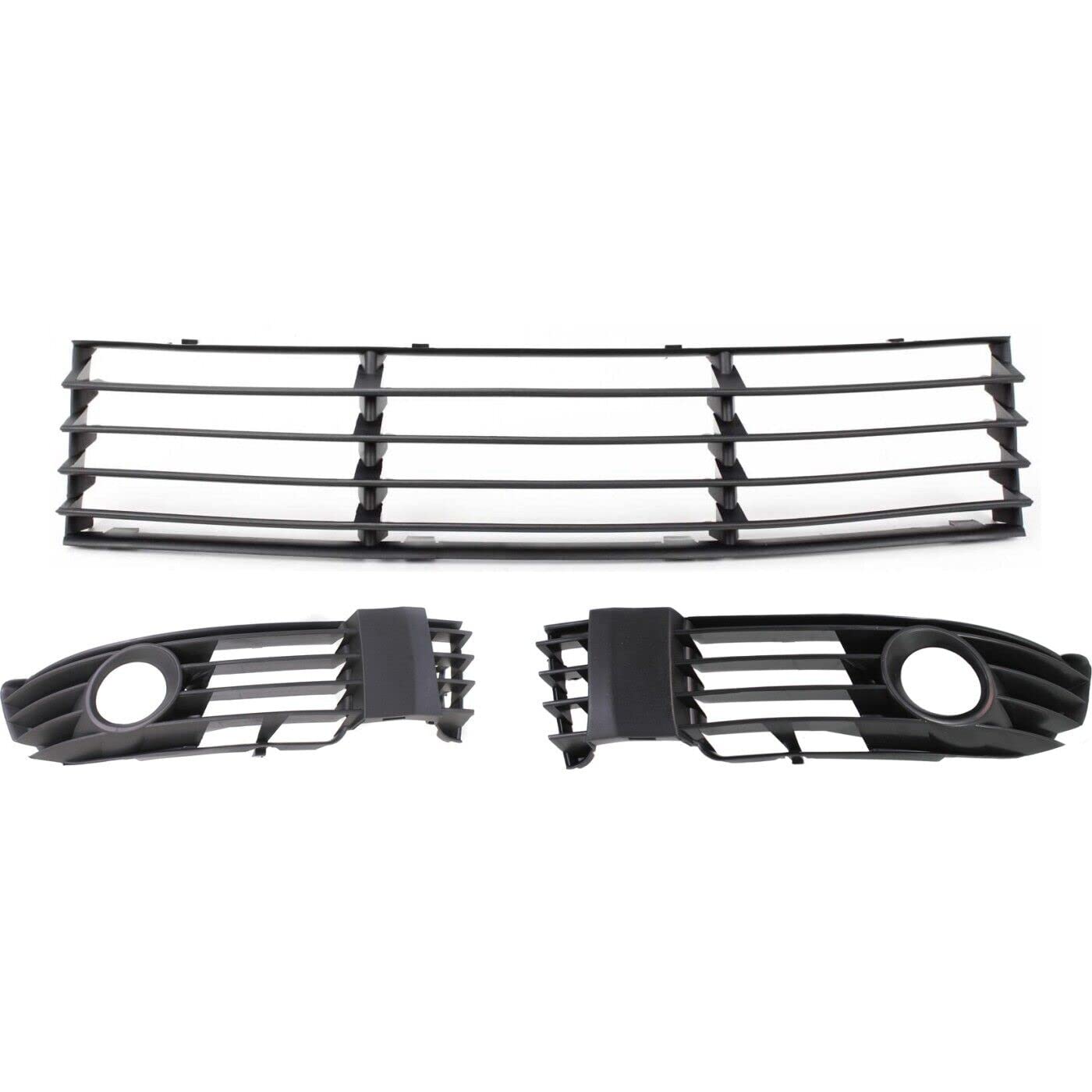 DAT AUTO PARTS Front Right Passenger / Left Driver Fog Trim & Center Grille Set Of 3 Replacement For 2001-2005 Volkswagen Passat VW1036105 VW103810...