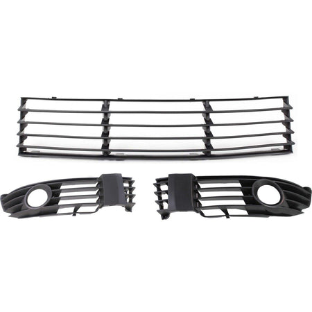 DAT AUTO PARTS Front Right Passenger / Left Driver Fog Trim & Center Grille Set Of 3 Replacement For 2001-2005 Volkswagen Passat VW1036105 VW103810...