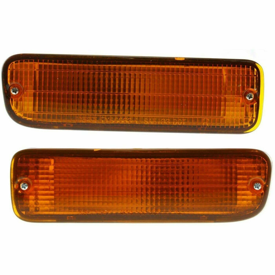 Front Driver & Passenger Set Of 2 Signal Marker Light Reflector Replacement For 1995-2000 Toyota Tacoma Pickup Truck w/o PreRunner 1995-1997 4WD 19...