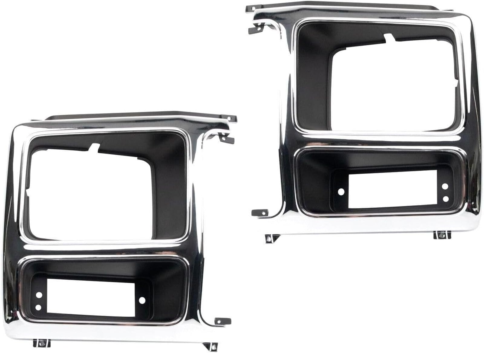 Front Driver & Passenger Side, SET OF 2, HeadLight Door Bezel Grille, For 1980-1986 Ford Bronco, and Ford Pickup Fullsize, For Silver Grille, Chrom...