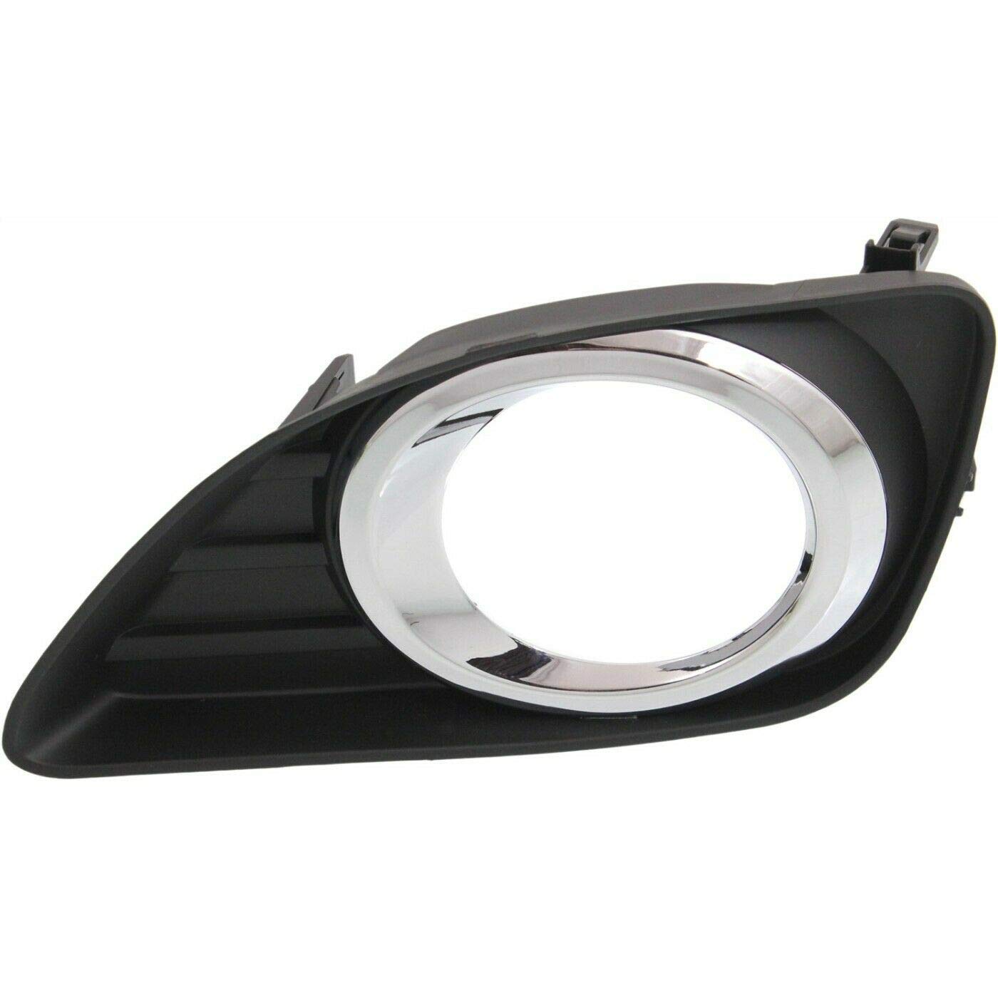 DAT AUTO PARTS Front Left Driver Side Fog Light Cover Bezel Replacement For 10-11 Toyota Camry Black w/ Chrome Ring TO1038131 5204006050