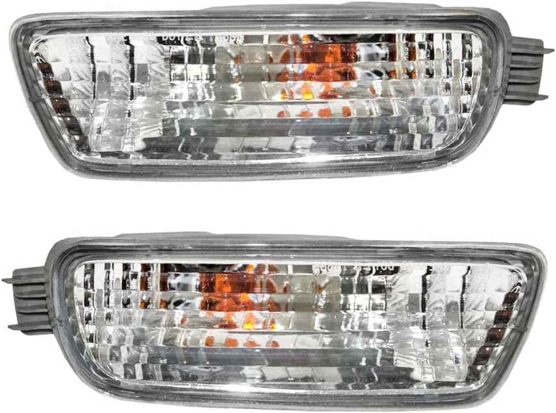 Front Left Driver and Right Passenger Side Turn Park Signal Light Set of 2 Replacement For 2001-2004 Toyota Tacoma Pickup Trucks White Clear Lamp L...