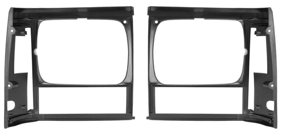 Front Driver & Passenger Side, PAIR, HeadLight Door Bezel Grille, For 91-92 Jeep Comanche, 91-96 Cherokee Midsize, Black/Paint To Match, Single Hea...