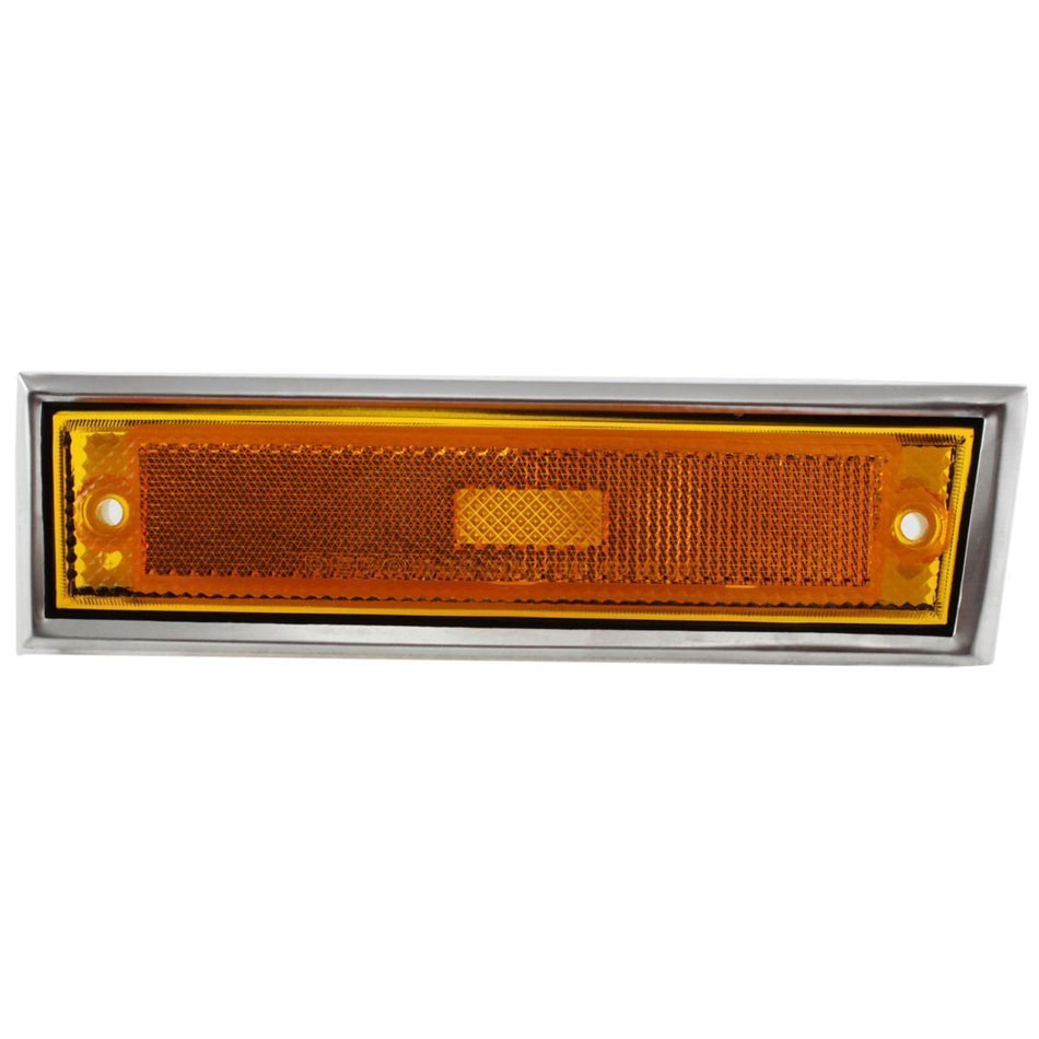 Front Driver and Passenger Side Marker Light Corner Lamp Set of 2 Fits 1981-1991 Chevrolet GMC C K Suburban Blazer Jimmy Chrome Trim Amber Lens GM2550115 GM2551107