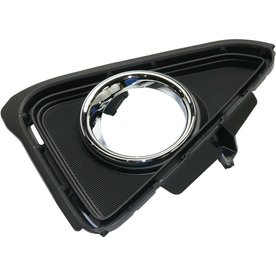 Right Front Passenger Side Fog Light Cover Bezel Replacement for 2016 2017 2018 Toyota Rav4 XLE LIMITED HYBRID Models Black Textured with Chomre Si...