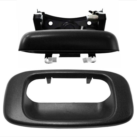 DAT AUTO PARTS Outside Rear Outer Tailgate Liftgate Latch Handle Bezel Set w/ Clips Replacement for 1999-2007 Sierra 1500 2500 3500 1500HD Black Te...