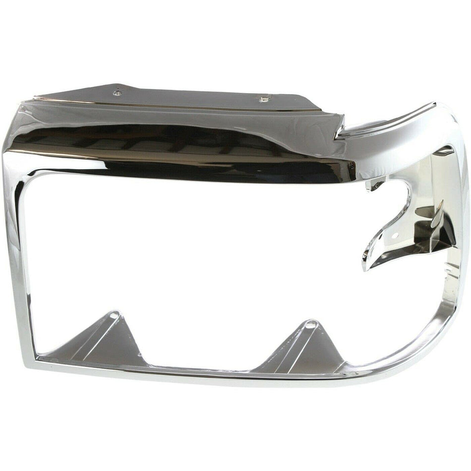 DAT AUTO PARTS Front Left Driver Side Headlight Bezel For 1992-1996 Ford F150 & Bronco 1992-1998 F250, F350 Silver Chrome Plastic F2TZ13064D FO2512130