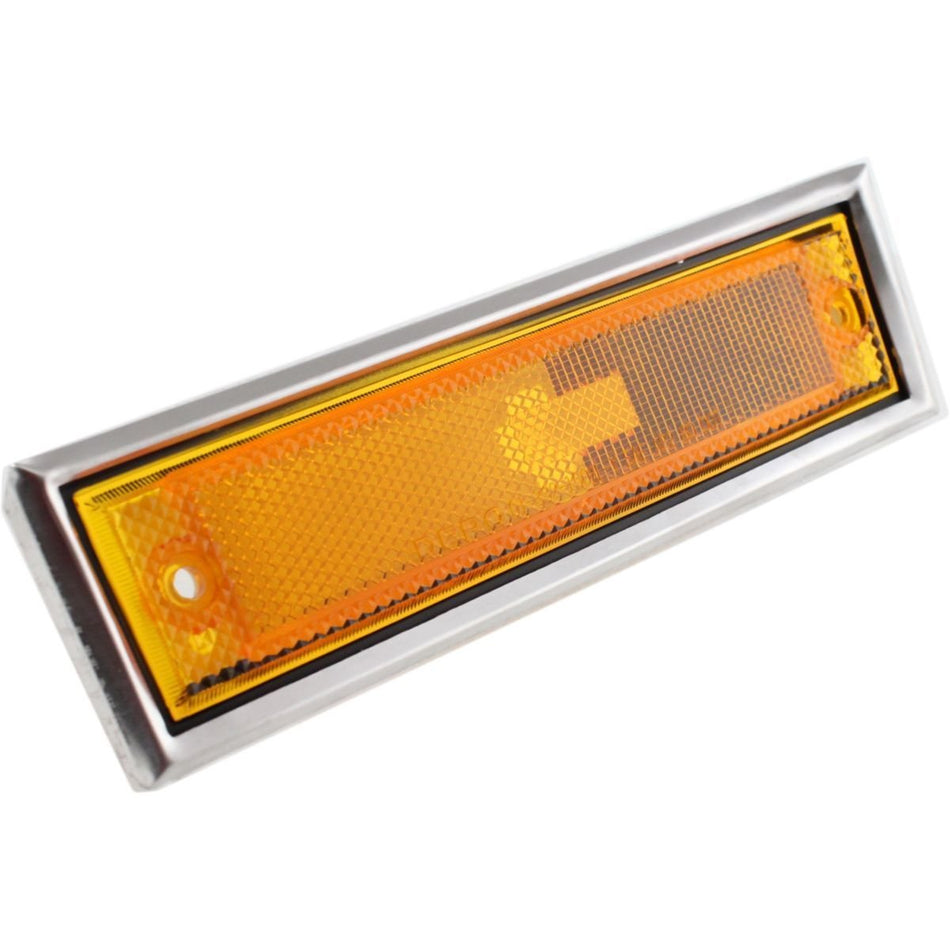 DAT AUTO PARTS Front Left Driver Side Marker Light Assembly Corner Lamp Parking Chrome Trim Replacement For 1981-1991 GMC Suburban Orange Amber Len...