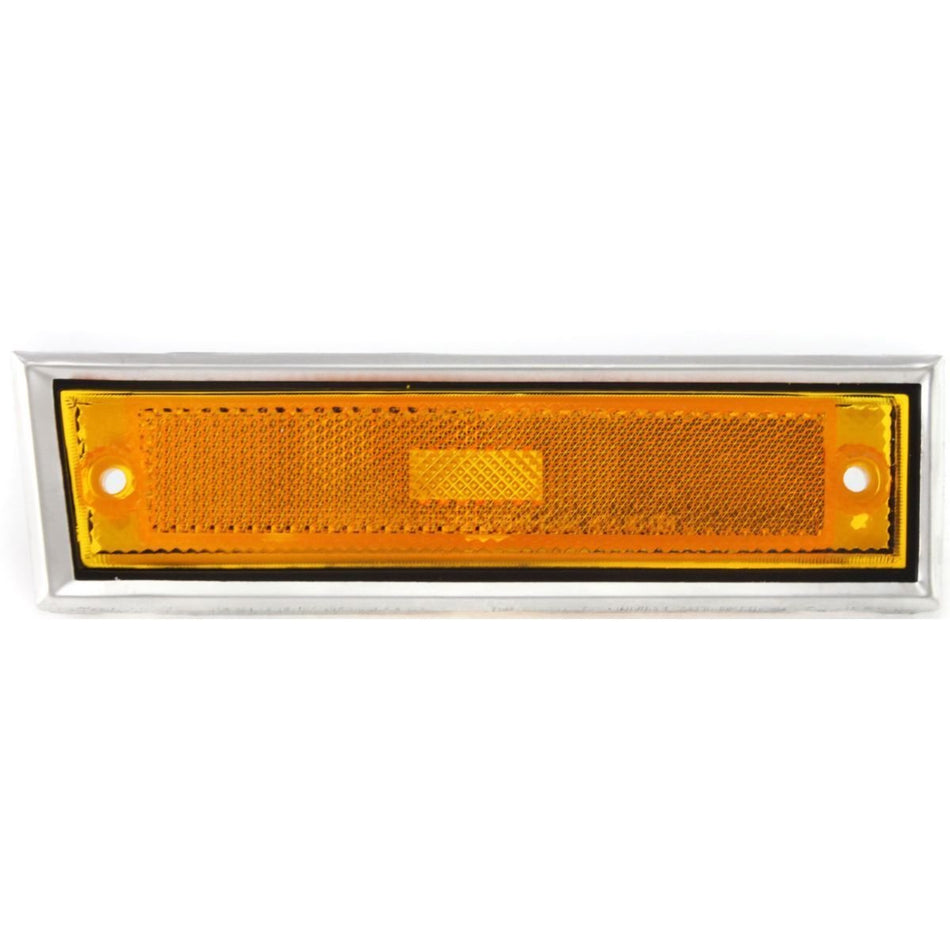 DAT AUTO PARTS Front Right Passenger Side Marker Light Assembly Corner Lamp Parking Chrome Trim Replacement for 1981-1991 GMC Suburban Amber Lens G...