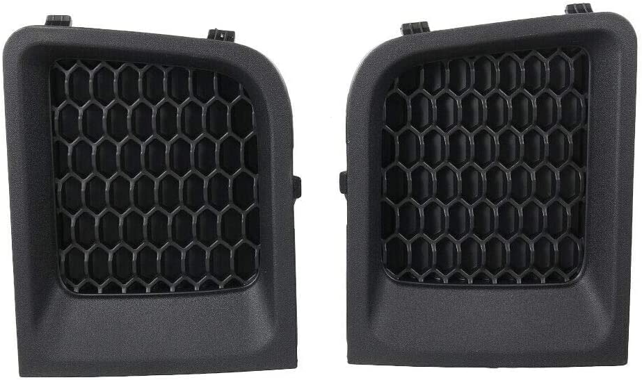 Front Left Driver & Right Passenger Side Set Bumper Cover Fog Light Hole Grille Bezel Insert Trim Pair Replacement For 2015-2018 Jeep Renegade Blac...