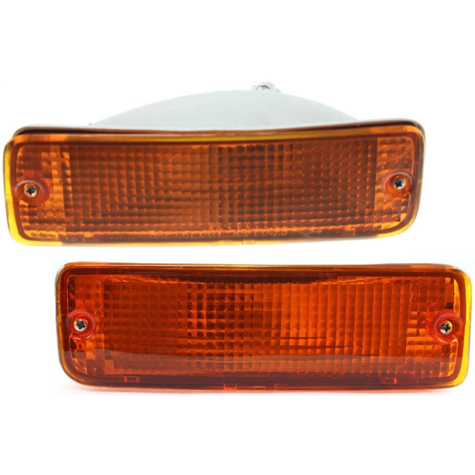 DAT AUTO PARTS Front Left Driver & Right Passenger Side Turn Signal Light Pair Replacement For 1989 - 1995 Toyota Pickup Amber Lens TO2520105 TO252...