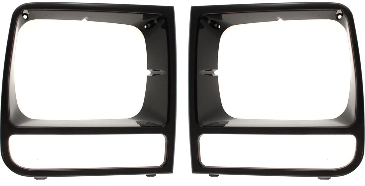 DAT AUTO PARTS Front Driver & Passenger Side, PAIR, HeadLight Door Bezel Grille, For 1997-2001 Jeep Cherokee Midsize Limited/Classic Models Gloss B...