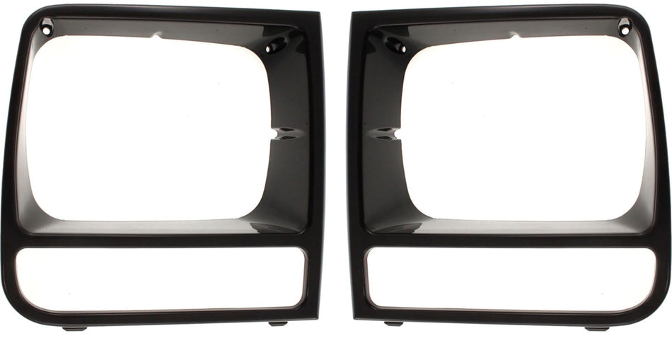 DAT AUTO PARTS Front Driver & Passenger Side, PAIR, HeadLight Door Bezel Grille, For 1997-2001 Jeep Cherokee Midsize Limited/Classic Models Gloss B...
