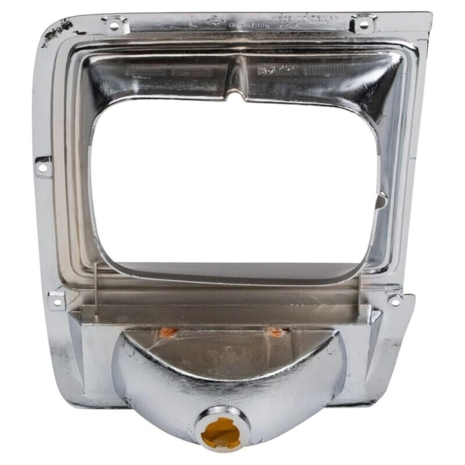 DAT AUTO PARTS Front Left Driver Side HeadLight Door Grille Insert Bezel Trim, For 1986-1990 Dodge Ramcharger, Chrome/Black Textured Plastic, Singl...