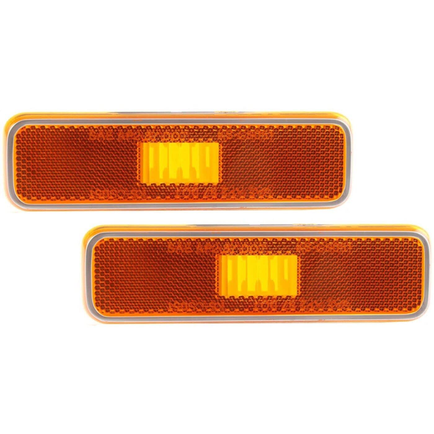 DAT AUTO PARTS Front Left Driver & Right Passenger Side Set of 2 Bumper Reflector Marker Light Lamp Pair Replacement For 1971-1983 Dodge Charger Or...