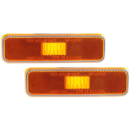 DAT AUTO PARTS Front Left Driver & Right Passenger Side Set of 2 Bumper Reflector Marker Light Lamp Pair Replacement For 1971-1983 Dodge Charger Or...