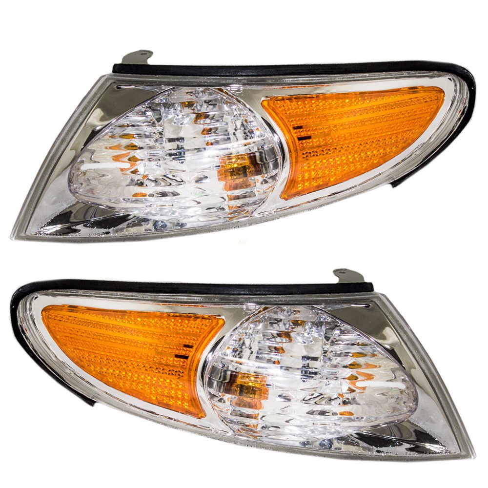 DAT AUTO PARTS Front Left Driver & Right Passenger Side Parking Light Lens & Housing Assembly Replacement For 2002 - 2003 Toyota Solara Amber & Cle...